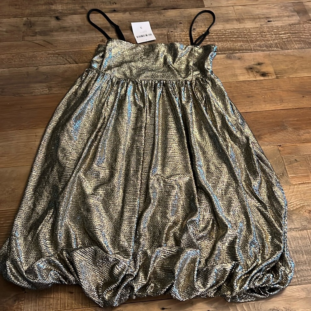NWT FOREVER 21 Gunmetal GOLD and Black Sparkle BUBBLE Dress SMALL Holiday